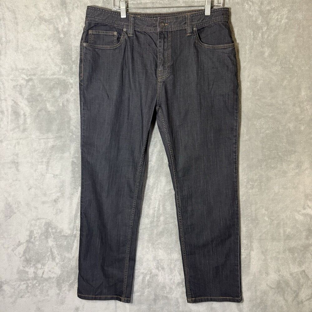 Prana Jeans Men's 36x30 (*36x28.5) Slim Fit Straight Leg Dark Wash Blue Denim